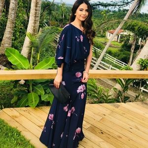 Fame and Partner, stunning navy floor length dress